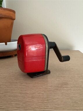 Vintage Absco Red Hand Crank Pencil Sharpener